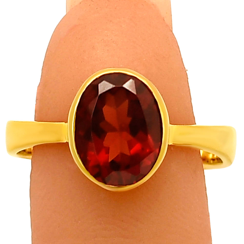 18K Gold Over Brass Oval Birthstone Gemstone Ring Classic Bezel Setting TGR1032 RM-1001