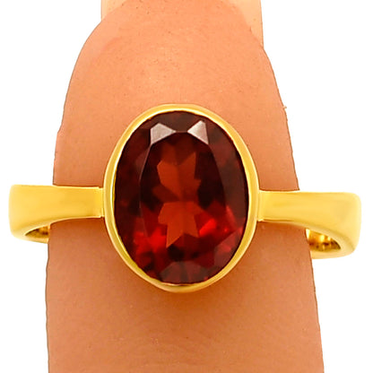 18K Gold Over Brass Oval Birthstone Gemstone Ring Classic Bezel Setting TGR1032 RM-1001