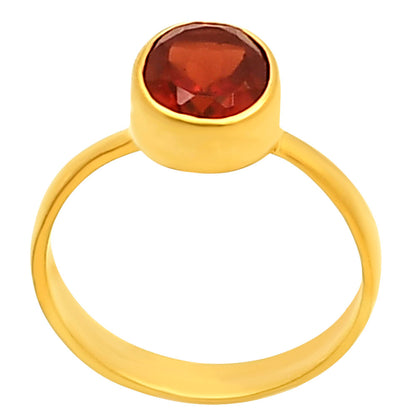 18K Gold Over Brass Oval Birthstone Gemstone Ring Classic Bezel Setting TGR1032 RM-1001