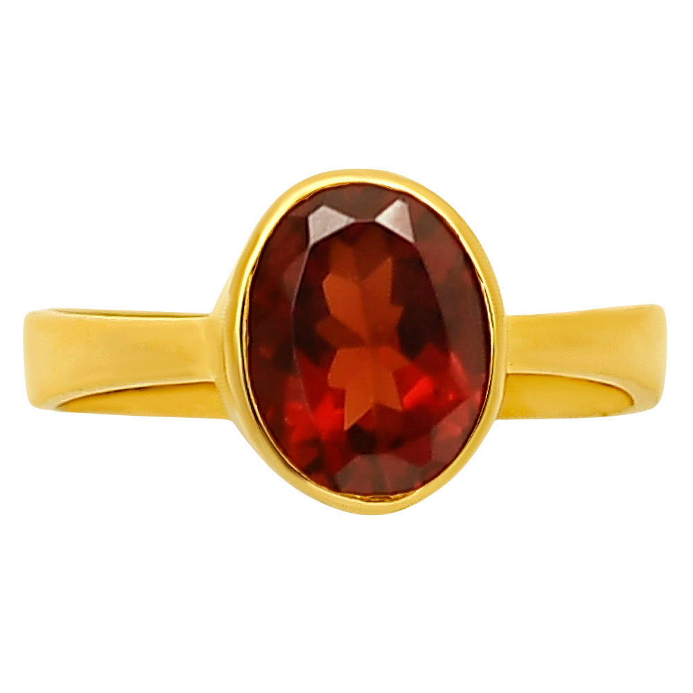 18K Gold Over Brass Oval Birthstone Gemstone Ring Classic Bezel Setting TGR1032 RM-1001