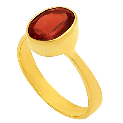 18K Gold Over Brass Oval Birthstone Gemstone Ring Classic Bezel Setting TGR1032 RM-1001