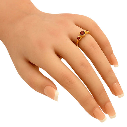 18K Gold Over Brass 3-Stone Gemstone Ring – Minimalist Stacking Band TGR1033 RM-1764