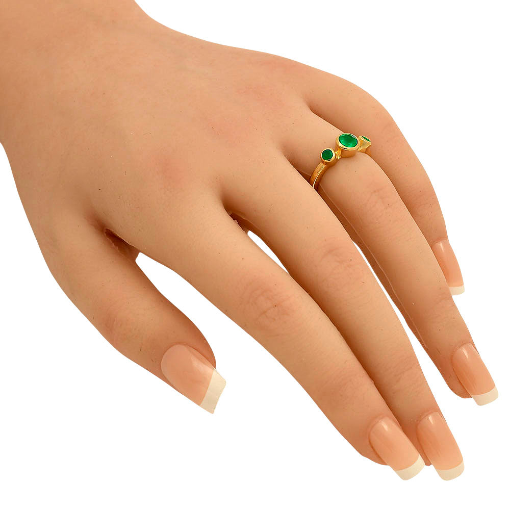 18K Gold Over Brass 3-Stone Gemstone Ring – Minimalist Stacking Band TGR1033 RM-1764