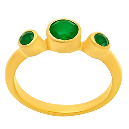18K Gold Over Brass 3-Stone Gemstone Ring – Minimalist Stacking Band TGR1033 RM-1764