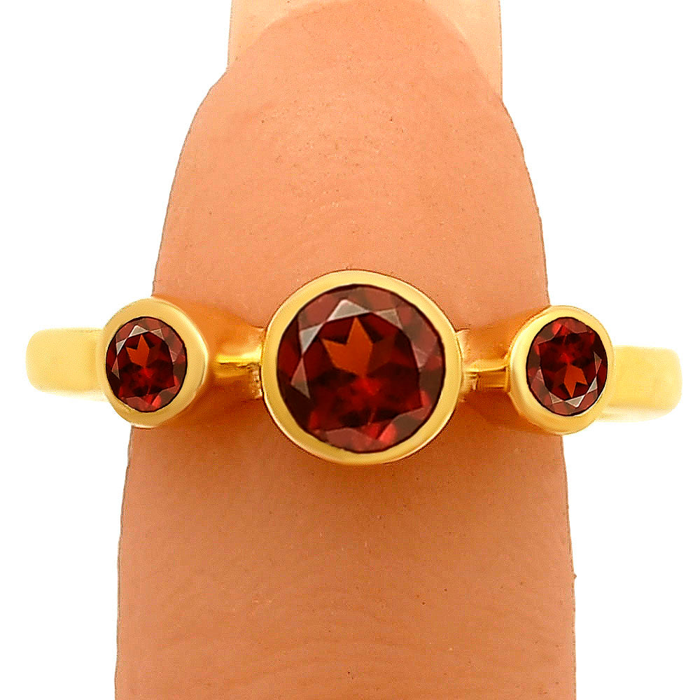 18K Gold Over Brass 3-Stone Gemstone Ring – Minimalist Stacking Band TGR1033 RM-1764