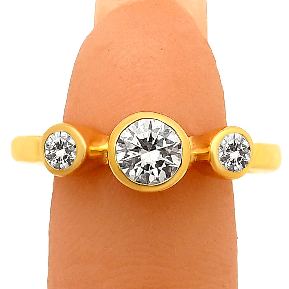 18K Gold Over Brass 3-Stone Gemstone Ring – Minimalist Stacking Band TGR1033 RM-1764