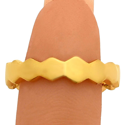 18K Gold Plated Zigzag Band Ring – Minimalist Stacking Style TGR1036 RM-1767