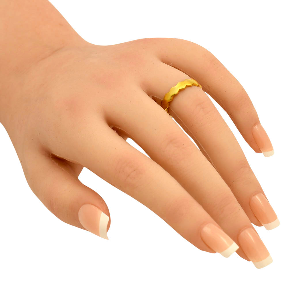 18K Gold Plated Zigzag Band Ring – Minimalist Stacking Style TGR1036 RM-1767