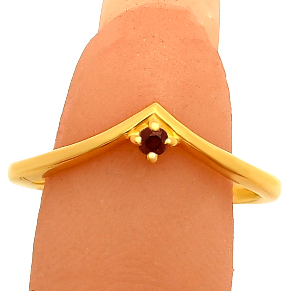 18K Gold Plated V-Shaped Gemstone Ring – Minimalist Stacking Band TGR1038 RM-1768