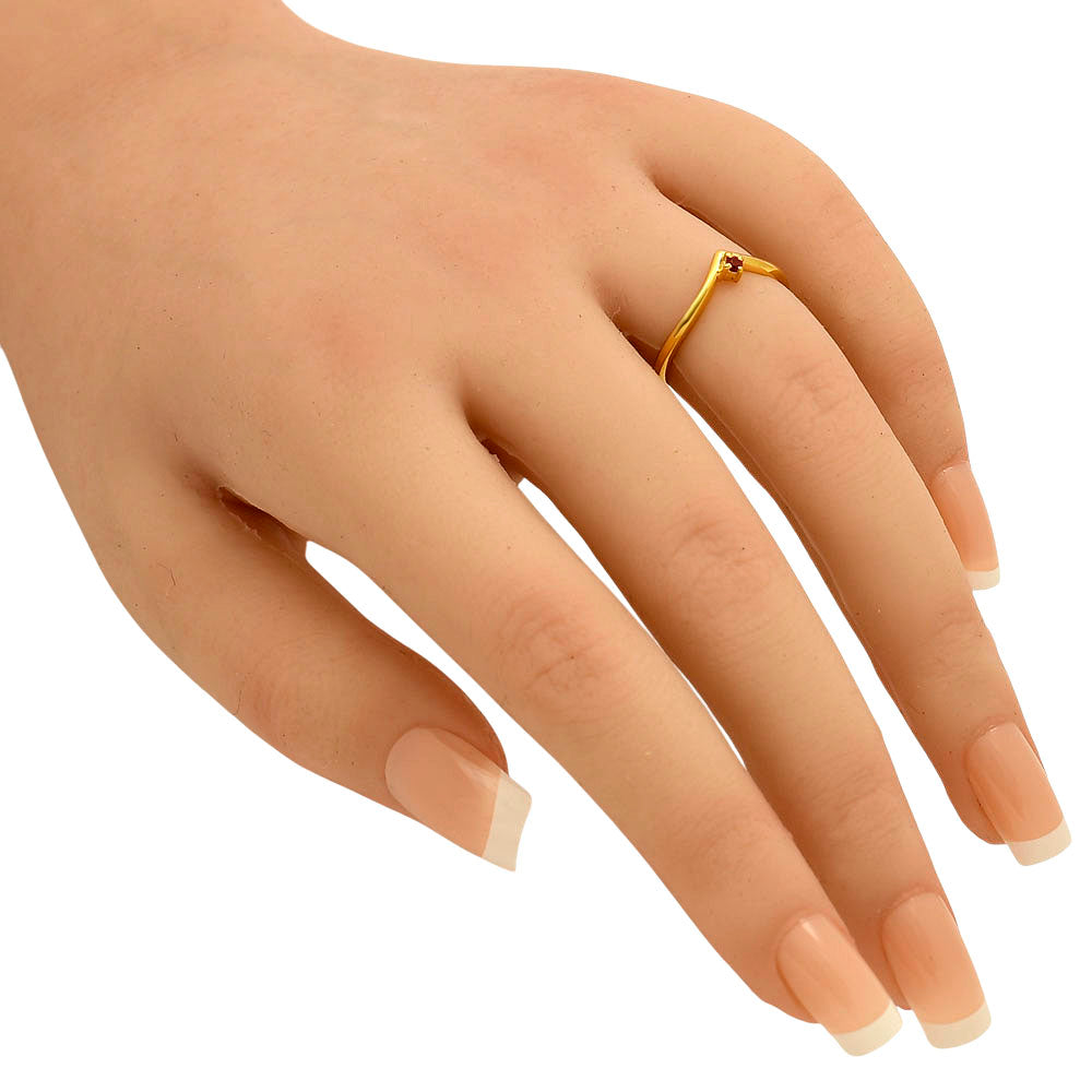 18K Gold Plated V-Shaped Gemstone Ring – Minimalist Stacking Band TGR1038 RM-1768