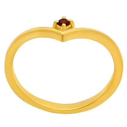 18K Gold Plated V-Shaped Gemstone Ring – Minimalist Stacking Band TGR1038 RM-1768