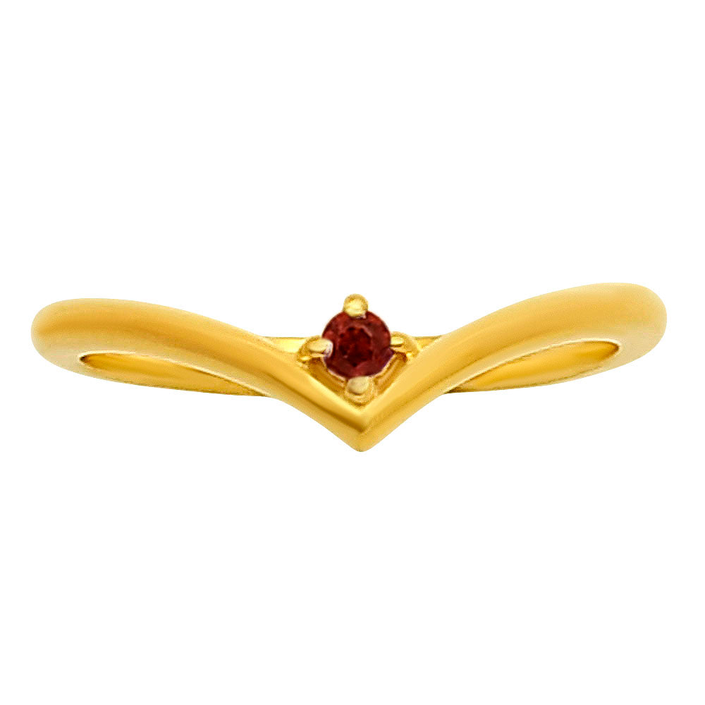 18K Gold Plated V-Shaped Gemstone Ring – Minimalist Stacking Band TGR1038 RM-1768