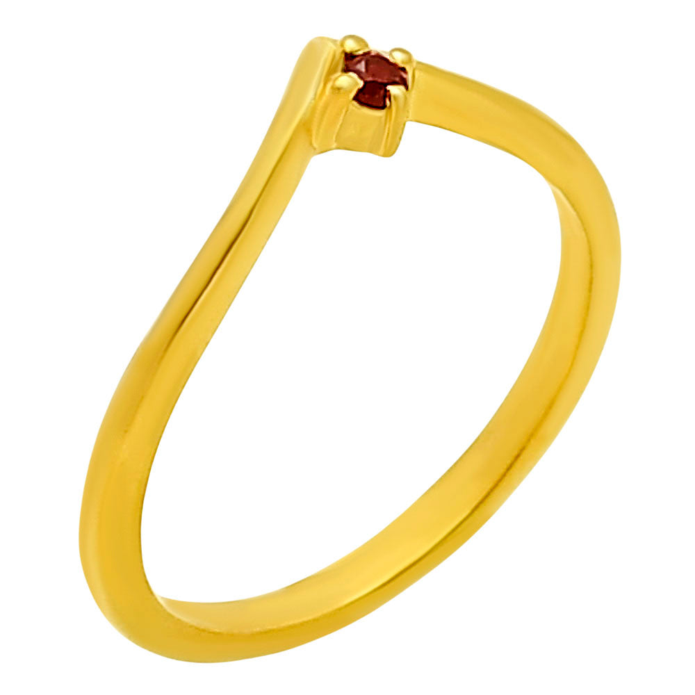 18K Gold Plated V-Shaped Gemstone Ring – Minimalist Stacking Band TGR1038 RM-1768