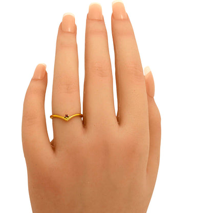 18K Gold Plated V-Shaped Gemstone Ring – Minimalist Stacking Band TGR1038 RM-1768