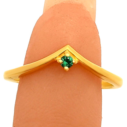 18K Gold Plated V-Shaped Gemstone Ring – Minimalist Stacking Band TGR1038 RM-1768