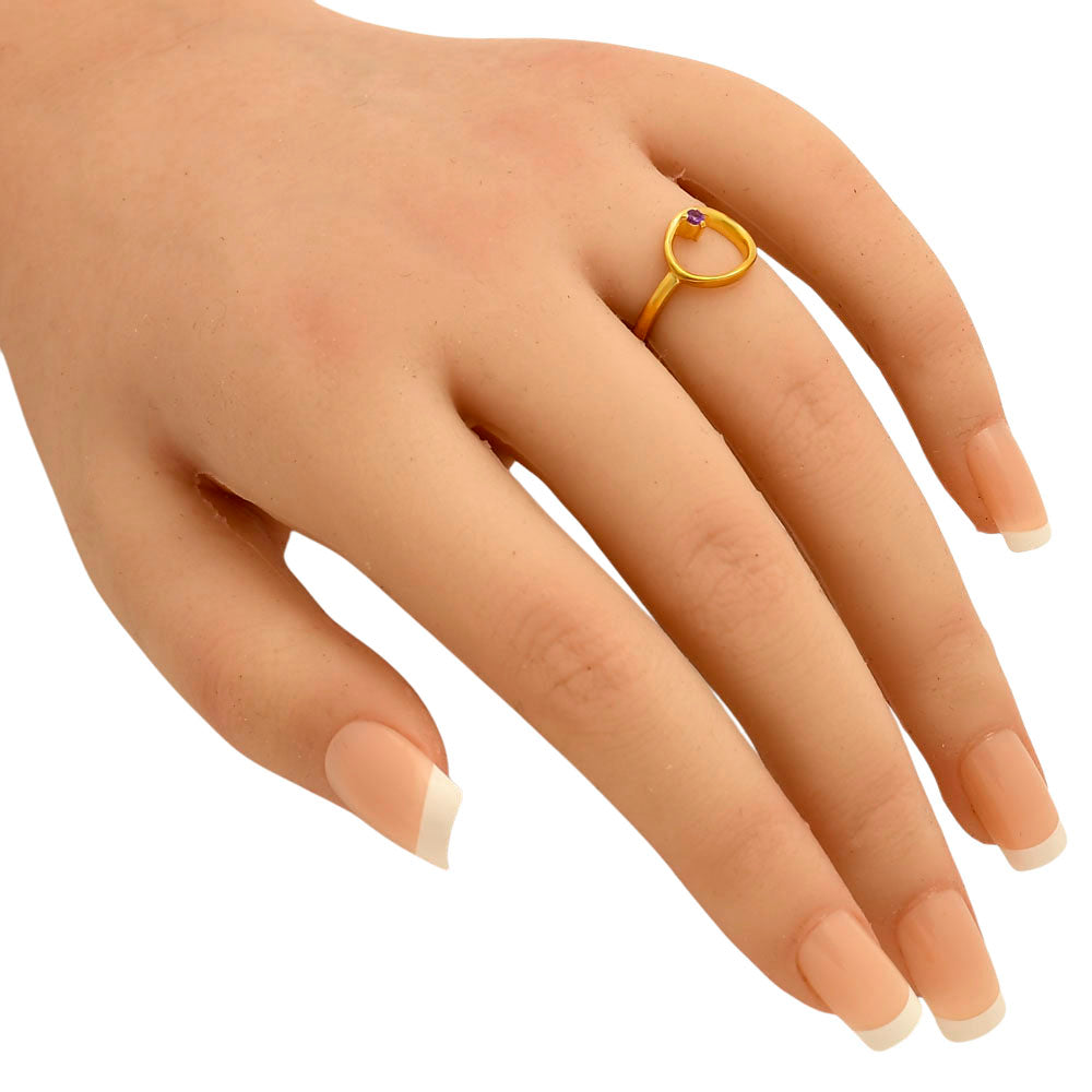 18K Gold Plated Open Circle Gemstone Ring Minimalist Modern Style TGR1039 RM-1769