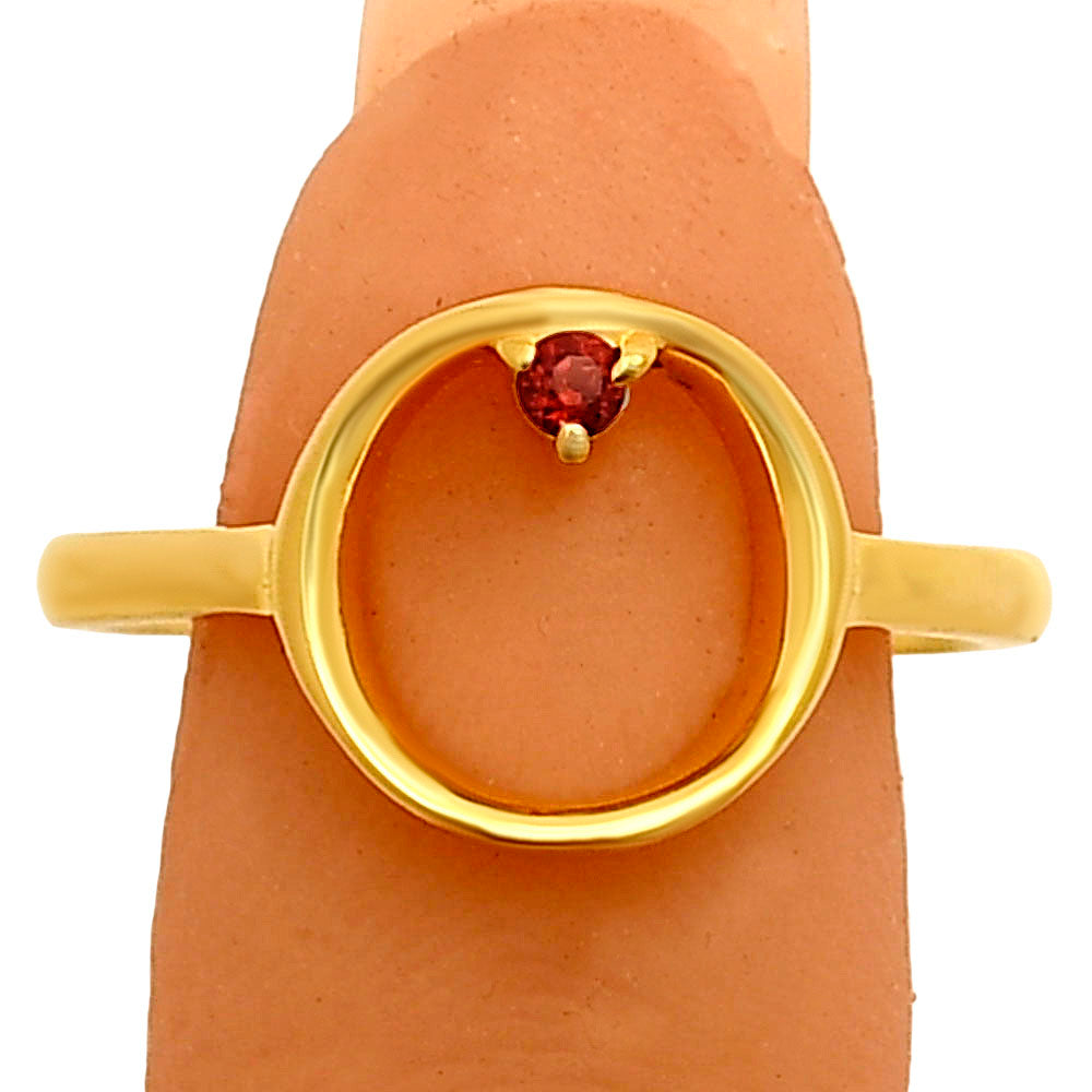 18K Gold Plated Open Circle Gemstone Ring Minimalist Modern Style TGR1039 RM-1769