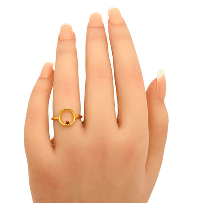 18K Gold Plated Open Circle Gemstone Ring Minimalist Modern Style TGR1039 RM-1769