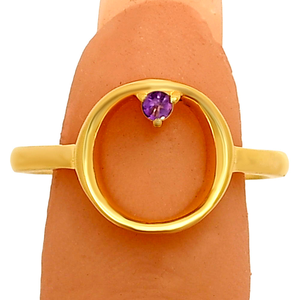 18K Gold Plated Open Circle Gemstone Ring Minimalist Modern Style TGR1039 RM-1769