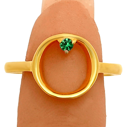18K Gold Plated Open Circle Gemstone Ring Minimalist Modern Style TGR1039 RM-1769