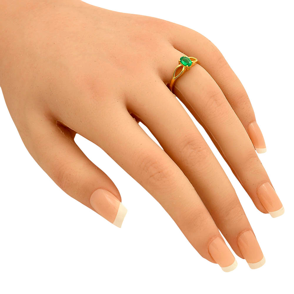 18K Gold Plated Brass Oval Birthstone Ring – Elegant Interlaced Band TGR1040 RM-1763