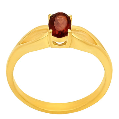 18K Gold Plated Brass Oval Birthstone Ring – Elegant Interlaced Band TGR1040 RM-1763