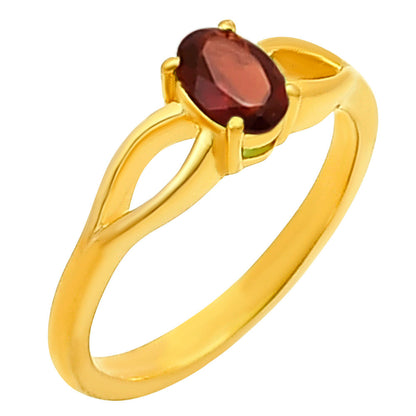 18K Gold Plated Brass Oval Birthstone Ring – Elegant Interlaced Band TGR1040 RM-1763