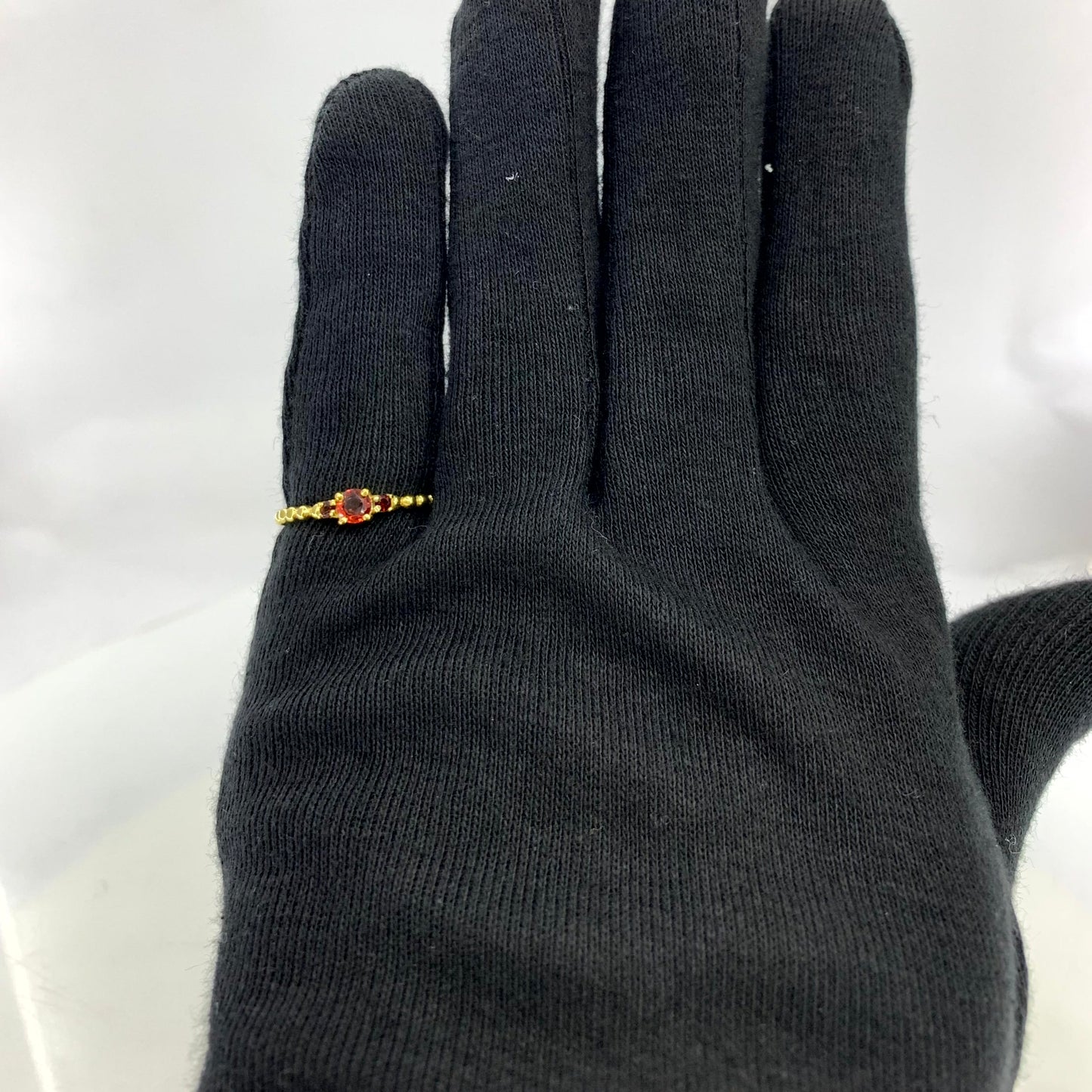 18K Gold Plated Colorful Three Stone Ring – Minimal Beaded Style TGR1041 RM-1047