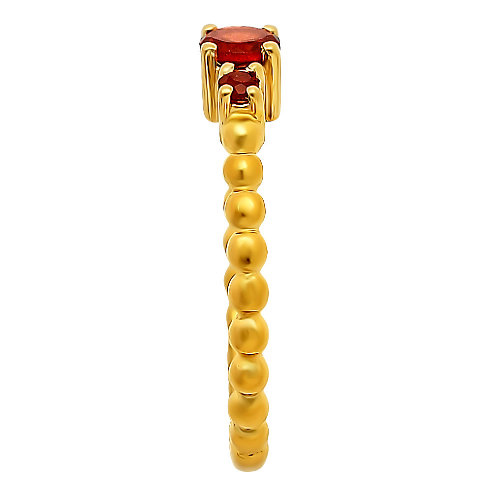 18K Gold Plated Colorful Three Stone Ring – Minimal Beaded Style TGR1041 RM-1047