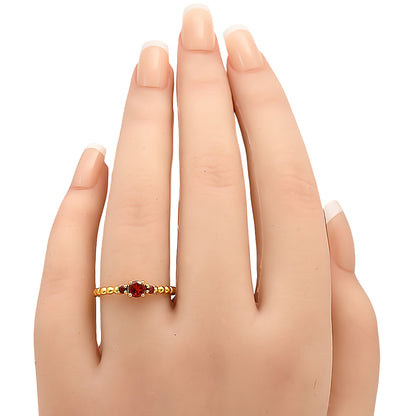 18K Gold Plated Colorful Three Stone Ring – Minimal Beaded Style TGR1041 RM-1047