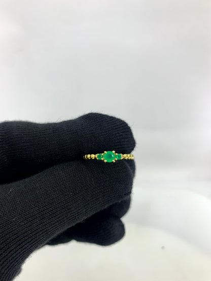 18K Gold Plated Colorful Three Stone Ring – Minimal Beaded Style TGR1041 RM-1047