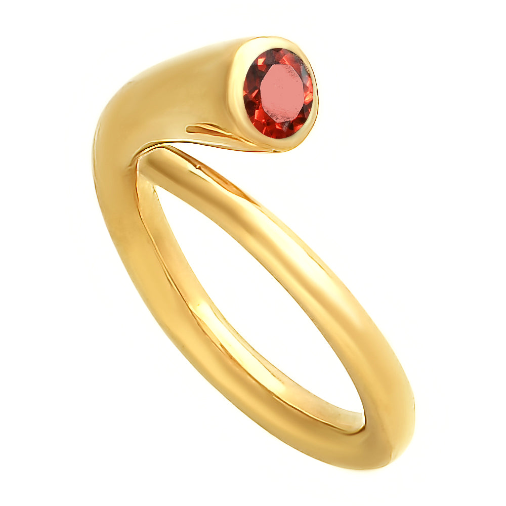 18K Gold Plated Wrap Round Gemstone Ring – Modern Open Band Design TGR1042 RM-1248