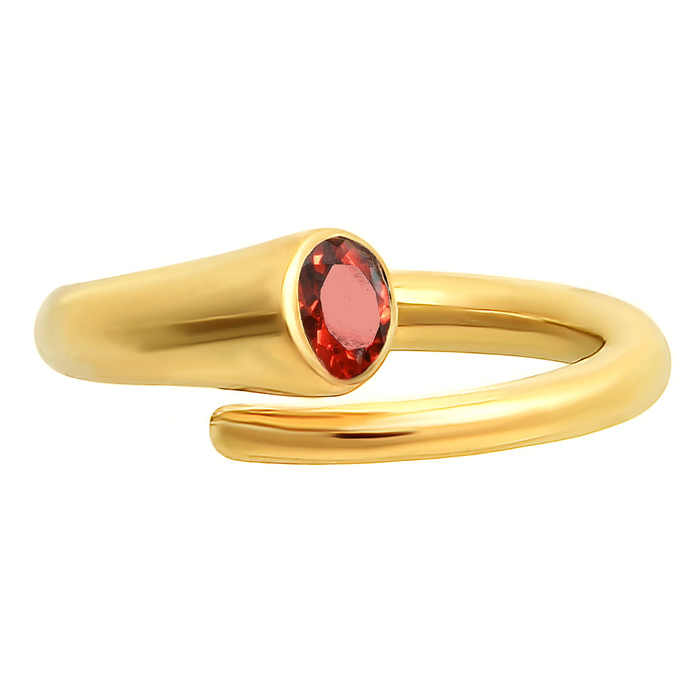 18K Gold Plated Wrap Round Gemstone Ring – Modern Open Band Design TGR1042 RM-1248