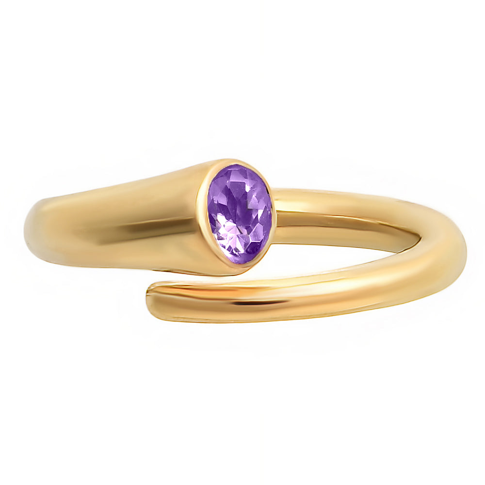 18K Gold Plated Wrap Round Gemstone Ring – Modern Open Band Design TGR1042 RM-1248