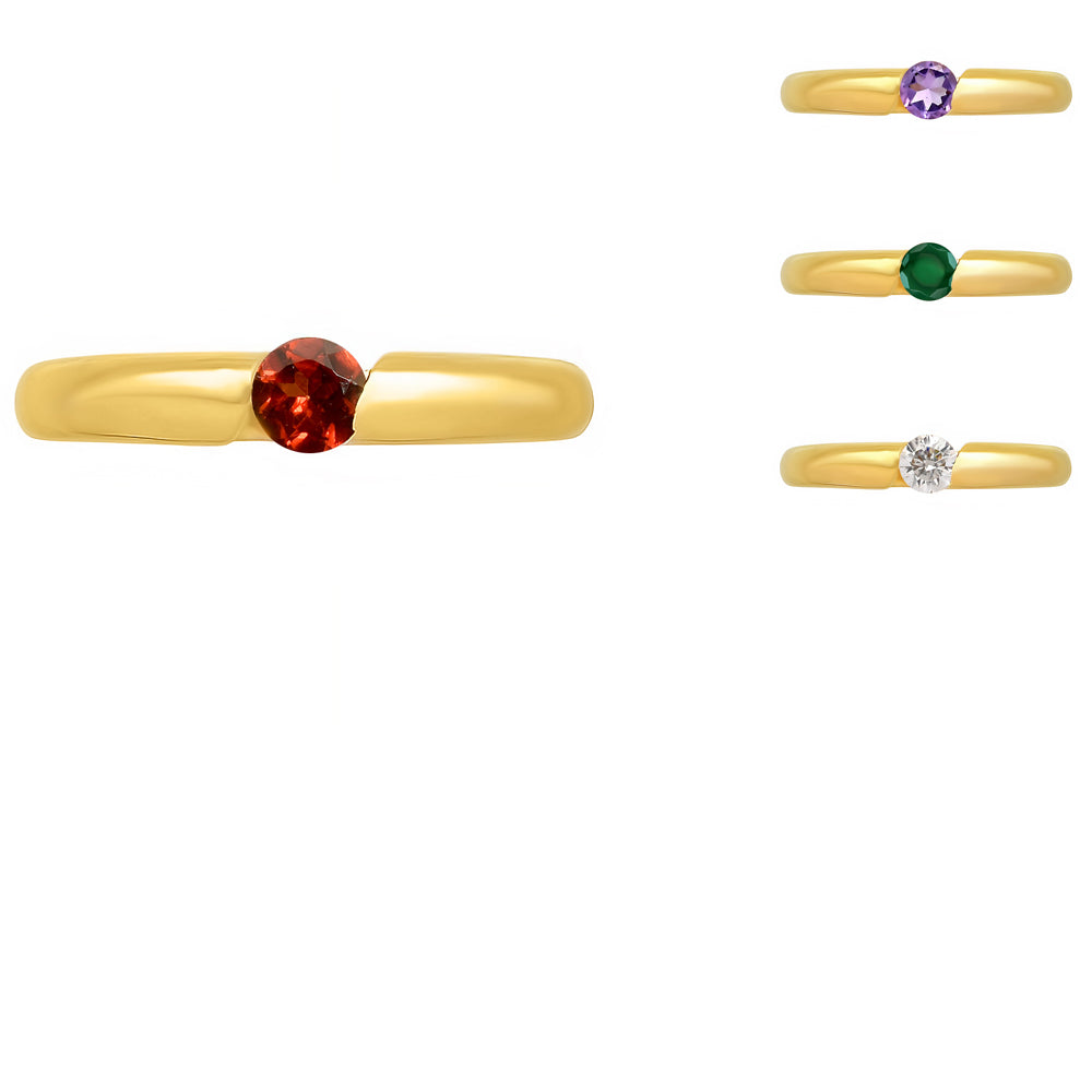 18K Gold Plated Round Colorful Gemstone Tension Ring Simple Modern Look TGR1043 RM-1770