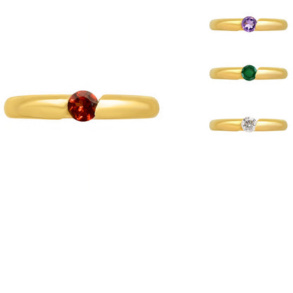 18K Gold Plated Round Colorful Gemstone Tension Ring Simple Modern Look TGR1043 RM-1770