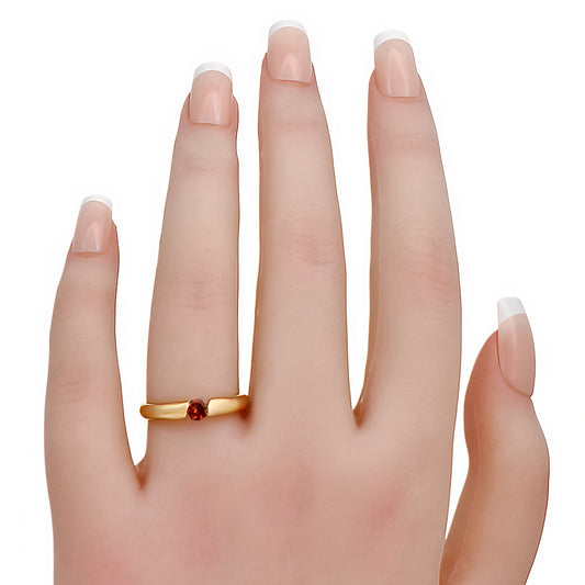 18K Gold Plated Round Colorful Gemstone Tension Ring Simple Modern Look TGR1043 RM-1770