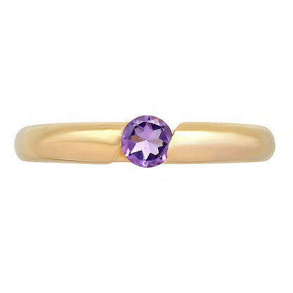 18K Gold Plated Round Colorful Gemstone Tension Ring Simple Modern Look TGR1043 RM-1770