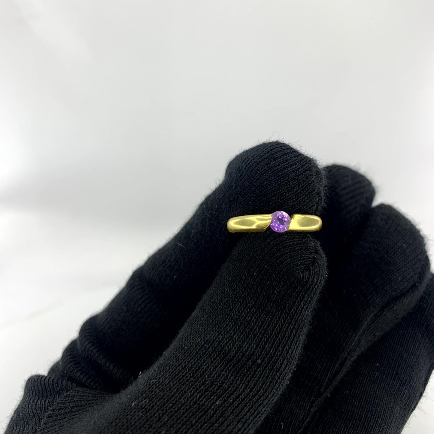 18K Gold Plated Round Colorful Gemstone Tension Ring Simple Modern Look TGR1043 RM-1770