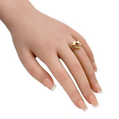 18K Gold Over Brass Petal Flower Ring with Colorful Round Gemstone TGR1044 RM-1771
