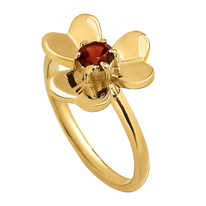 18K Gold Over Brass Petal Flower Ring with Colorful Round Gemstone TGR1044 RM-1771