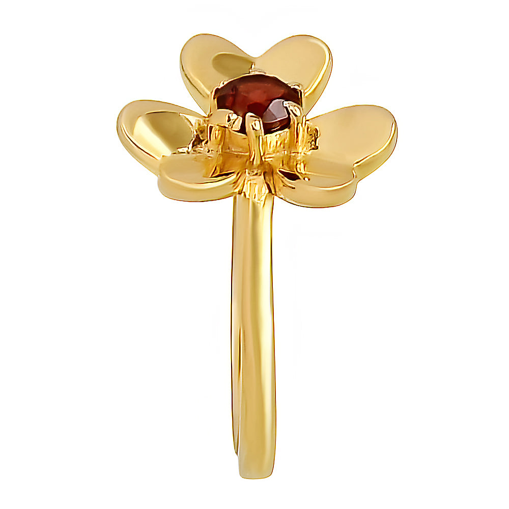 18K Gold Over Brass Petal Flower Ring with Colorful Round Gemstone TGR1044 RM-1771