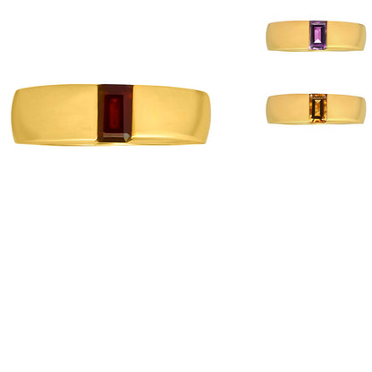 18K Gold Over Brass Baguette Stone Ring – Sleek Contemporary Band TGR1045 RM-1772