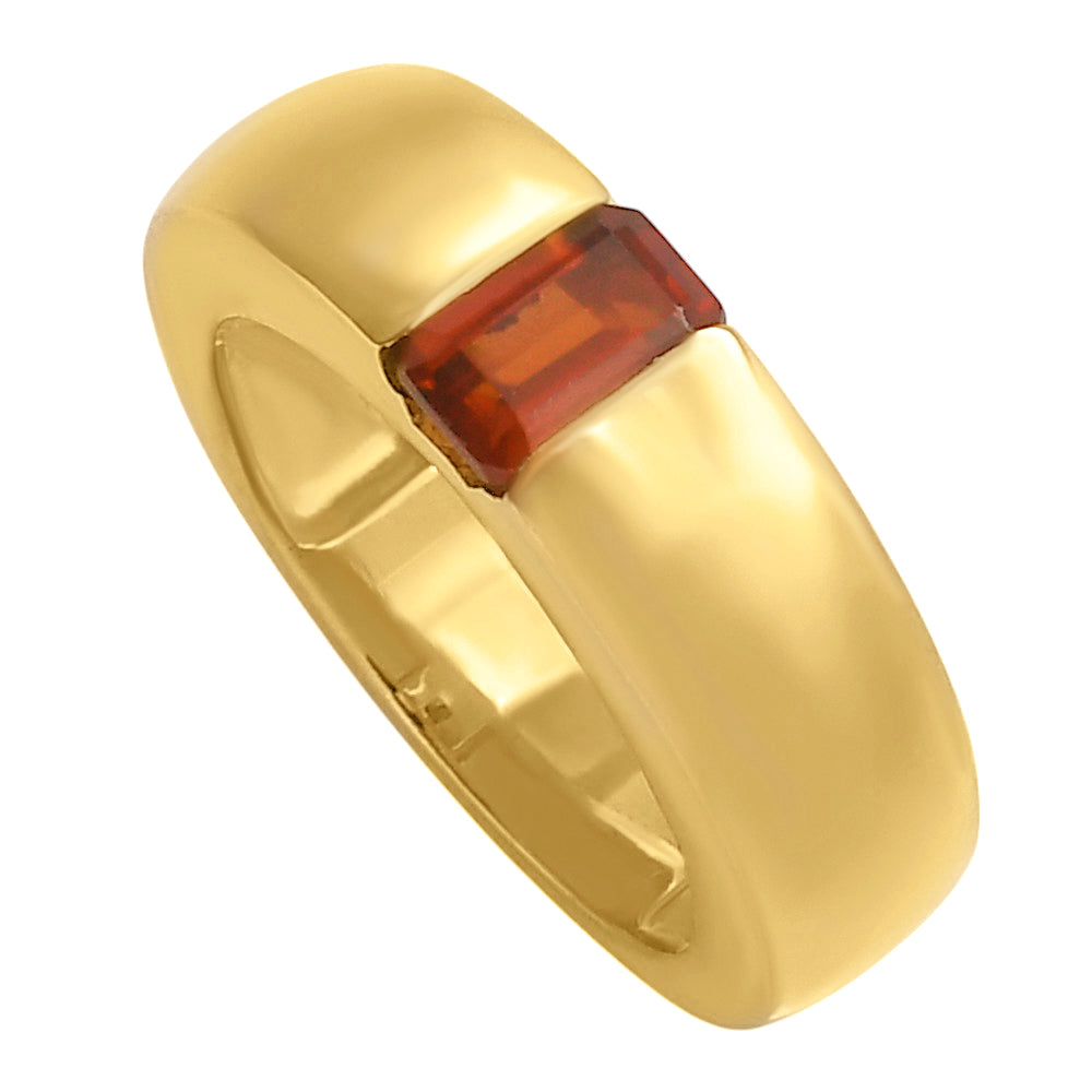18K Gold Over Brass Baguette Stone Ring – Sleek Contemporary Band TGR1045 RM-1772