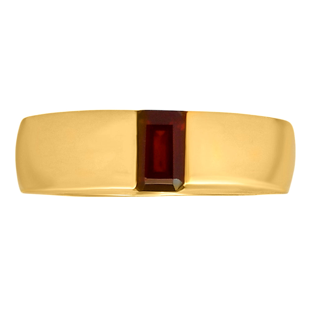 18K Gold Over Brass Baguette Stone Ring – Sleek Contemporary Band TGR1045 RM-1772