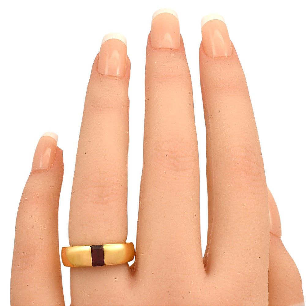 18K Gold Over Brass Baguette Stone Ring – Sleek Contemporary Band TGR1045 RM-1772
