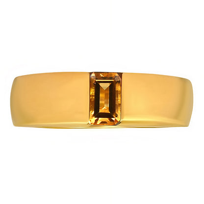 18K Gold Over Brass Baguette Stone Ring – Sleek Contemporary Band TGR1045 RM-1772