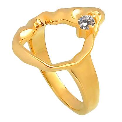 18K Gold Plated Organic Open Shape Gemstone Ring – Modern Art Style TGR1047 RM-1774