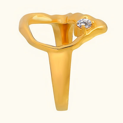 18K Gold Plated Organic Open Shape Gemstone Ring – Modern Art Style TGR1047 RM-1774