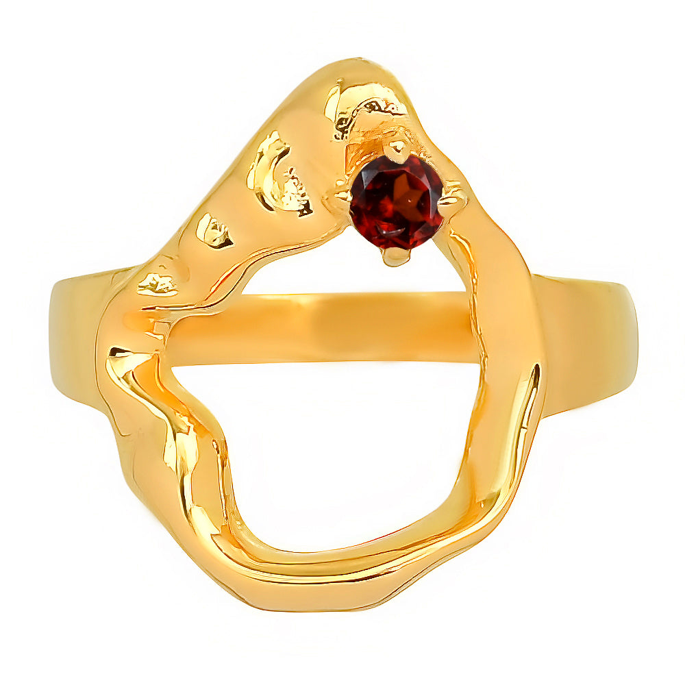 18K Gold Plated Organic Open Shape Gemstone Ring – Modern Art Style TGR1047 RM-1774